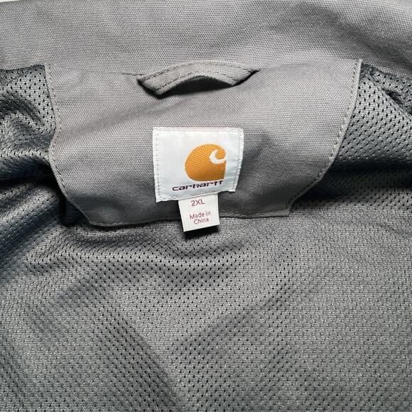 Carhartt Gray Duck Canvas Jacket Mens Size 2XL Lined Full Zip Work Coat EUC - Picture 13 of 15